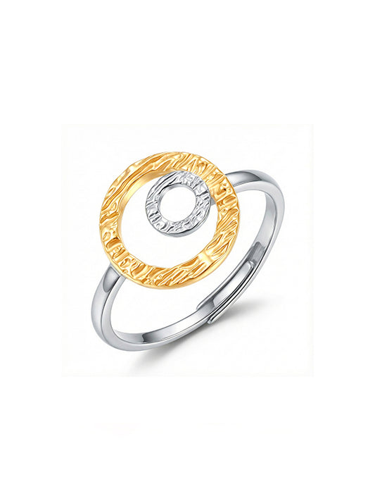 Thalia Textured Circular Dual Tone Statement Ring for Women