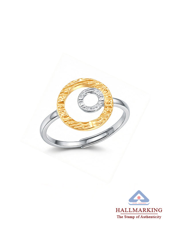 Thalia Textured Circular Dual Tone Statement Finger ring for Women