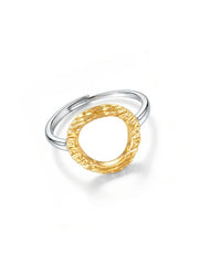 Lyra Textured Circular Dual Tone Statement Finger Ring for Women