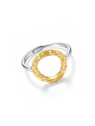 Lyra Textured Circular Dual Tone Statement Finger Ring for Women