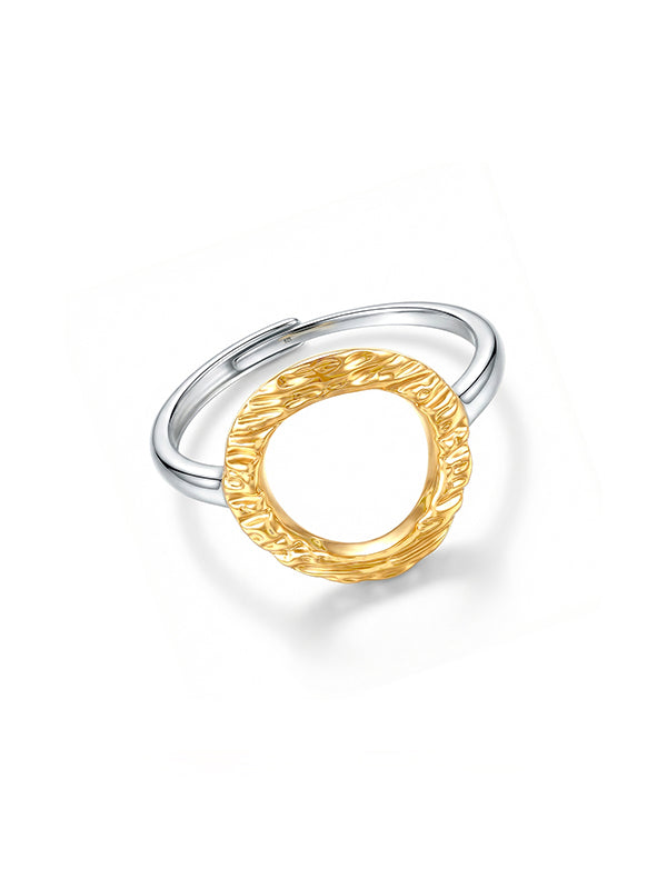 Lyra Textured Circular Dual Tone Statement Finger ring for Women