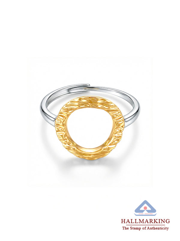 Lyra Textured Circular Dual Tone Statement Finger ring for Women