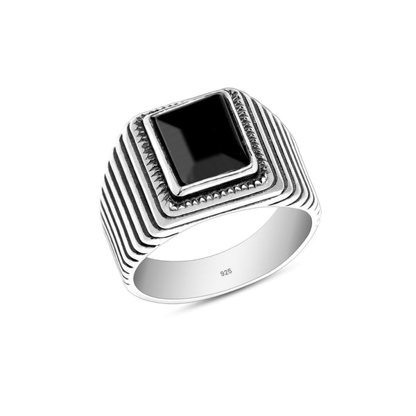 925 Sterling Silver Black Onyx Stone Finger Ring for Men and Boys
