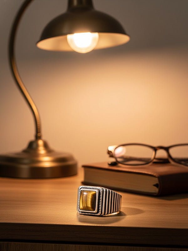Antique Tiger Eye Stone Ring for Men
