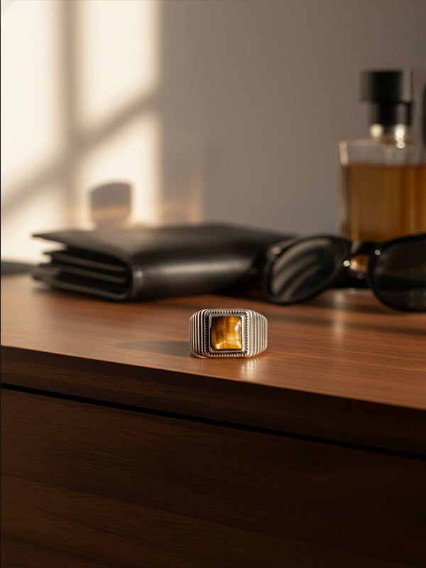 Antique Tiger Eye Stone Ring for Men