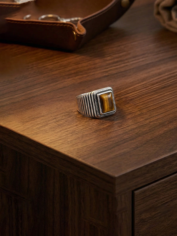Antique Tiger Eye Stone Ring for Men