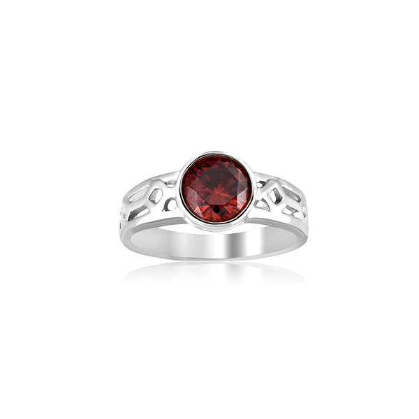 925 Sterling Silver Garnet Stone Finger Ring for Men
