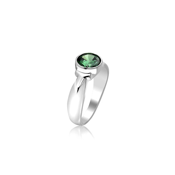 925 Sterling Silver Green Zircon Stone Finger Ring for Men and Boys