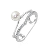 925 Sterling Silver Designer Fancy Cz Pearl Adjustable Ring for Women and Girls