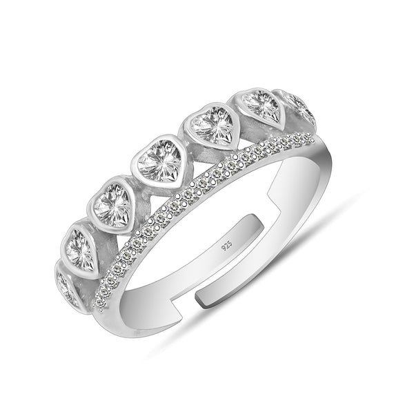 925 Sterling Silver Designer Heart Cz Finger Ring for Women and Girls