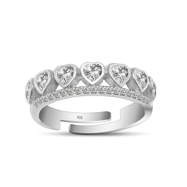 925 Sterling Silver Designer Heart Cz Finger Ring for Women and Girls