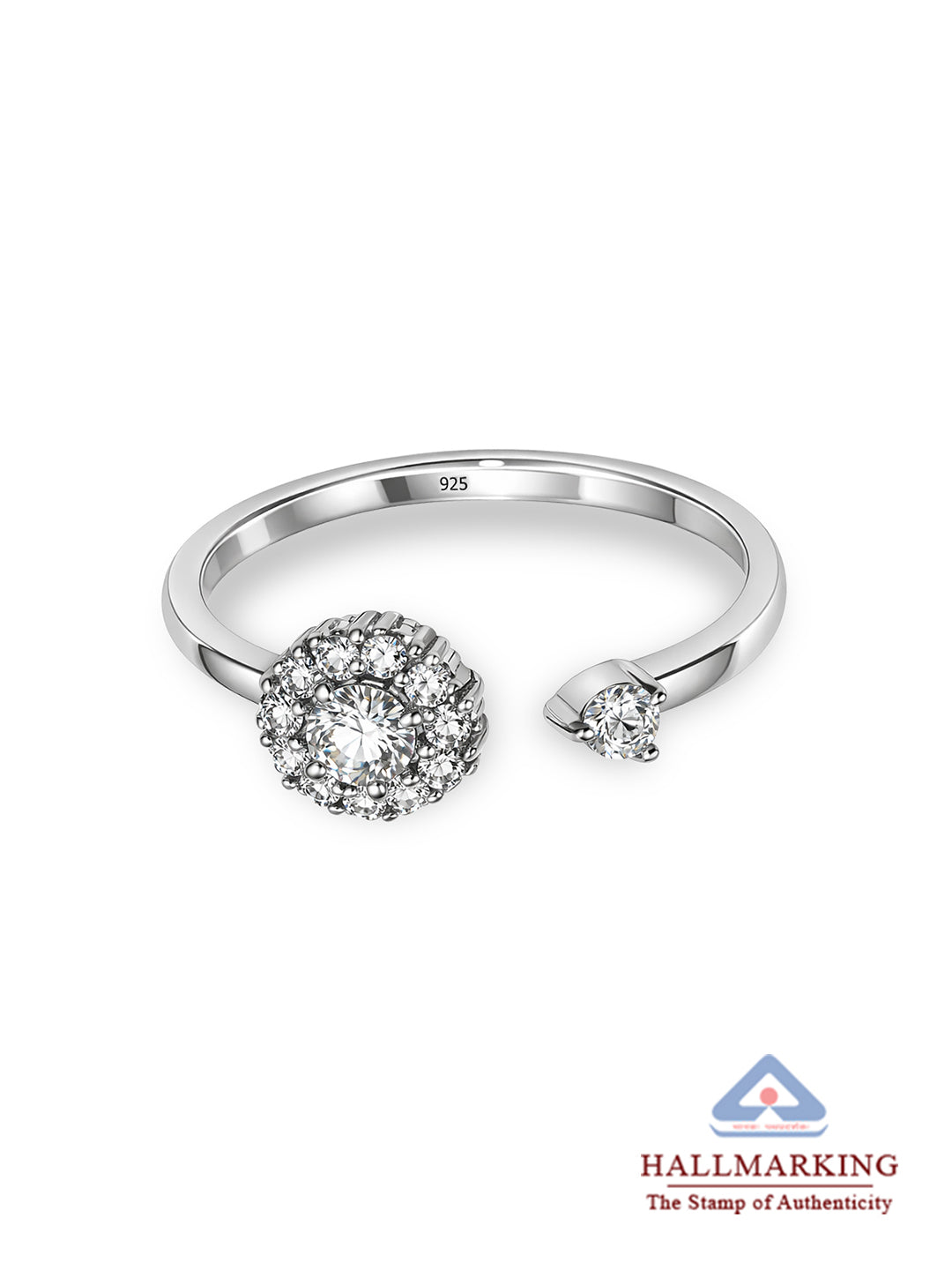 Rhodium Open Adjustable Ring