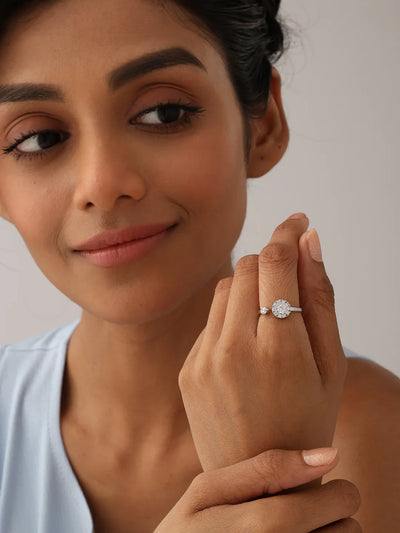 Rhodium Open Adjustable Ring