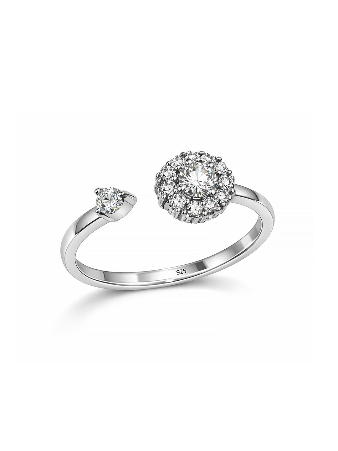 Rhodium Open Adjustable Ring