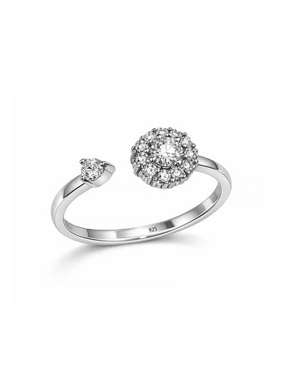Rhodium Open Adjustable Ring