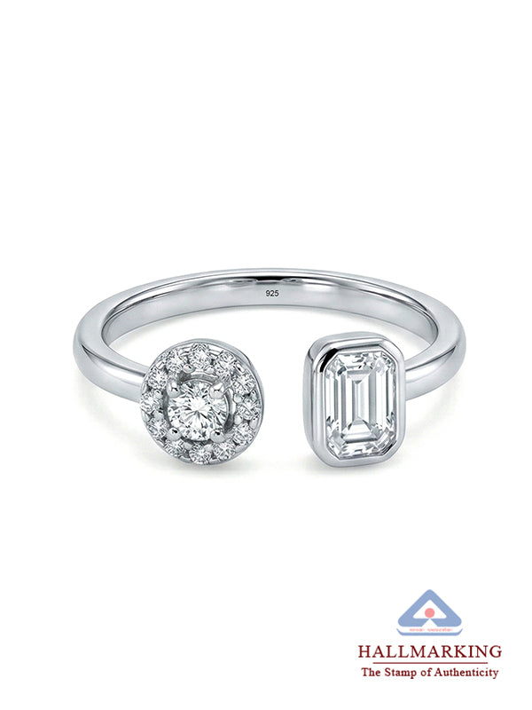 Open Rhodium Plated Crystal Finger Ring