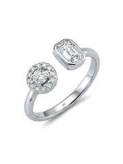 Open Rhodium Plated Crystal Finger Ring