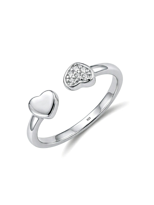 Rhodium Plated Dual End Design Minimal Open Finger Ring
