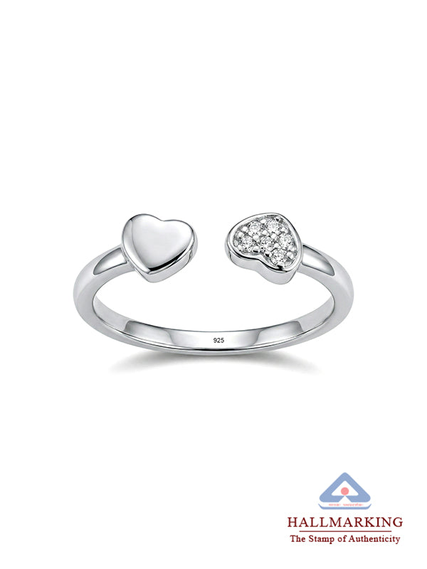 Rhodium Plated Dual End Design Minimal Open Finger Ring