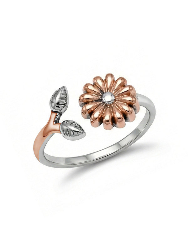 Dual Tone Floral Finger Ring