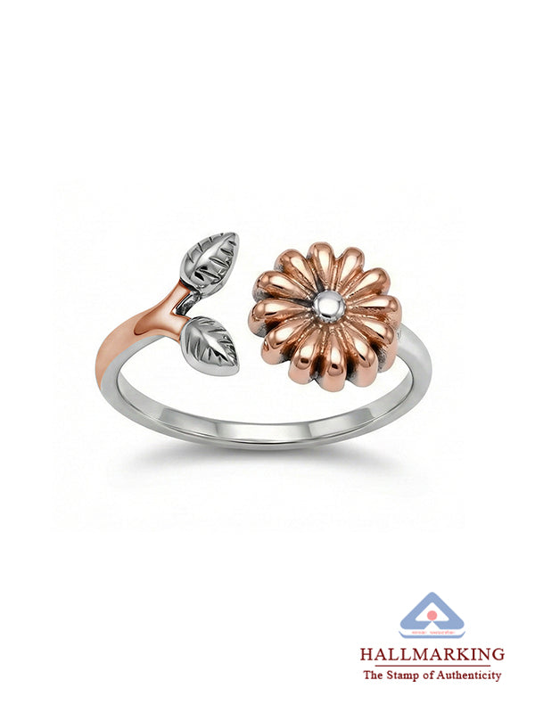 Dual Tone Floral Finger Ring