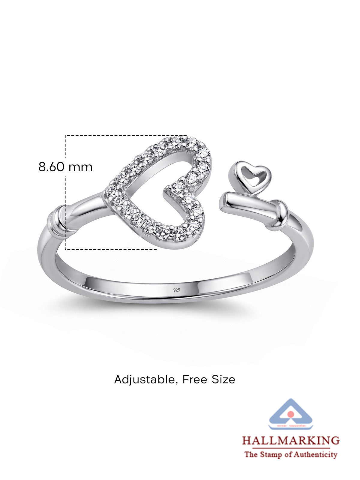 Elara Heart CZ Open Ring