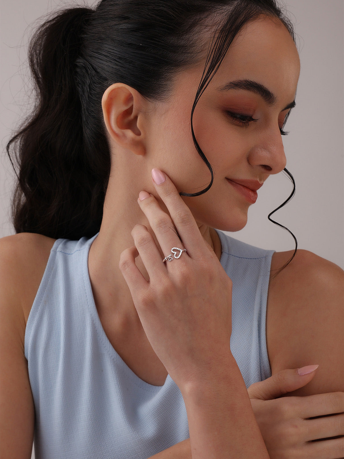 Elara Heart CZ Open Ring