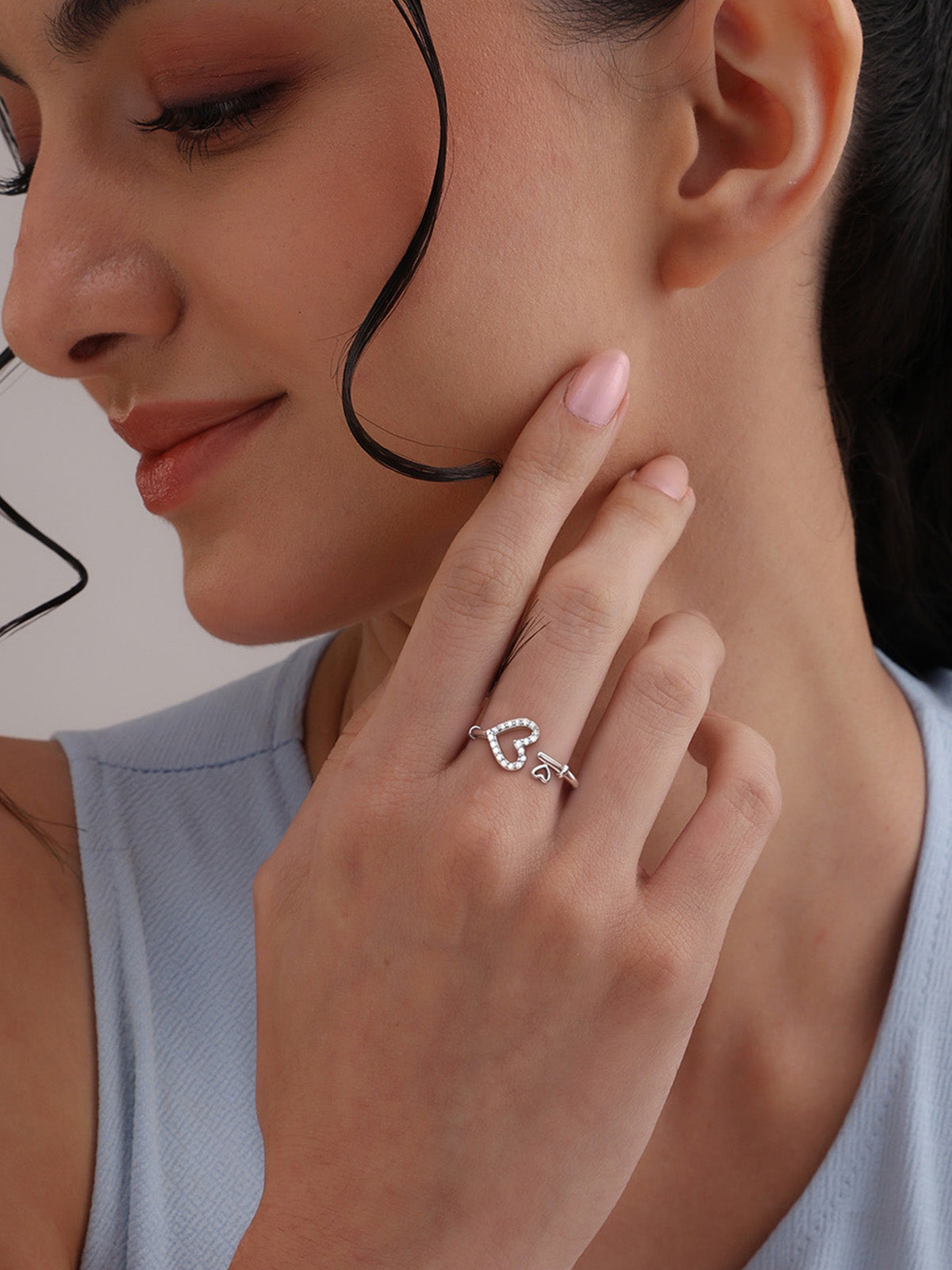 Elara Heart CZ Open Ring