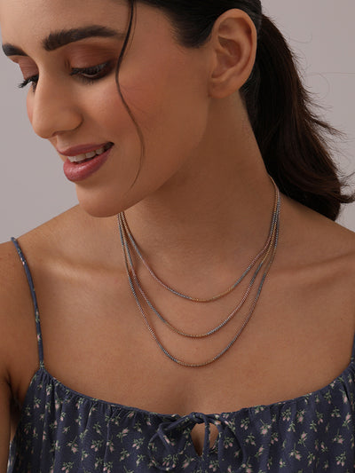 925 Sterling Silver Italian Tricolor Plated Popcorn Chain Necklace for Women Teens