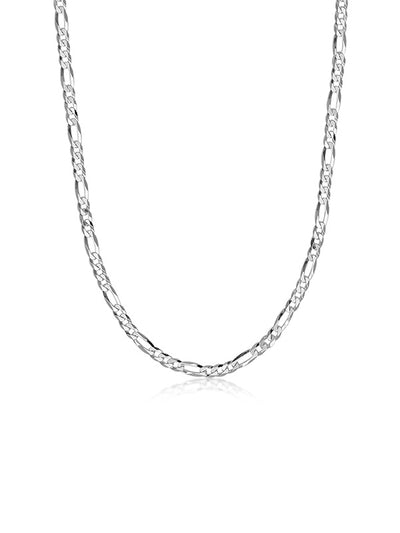 925 Sterling Silver Italian Solid Diamond-Cut Figaro Link Chain Necklace for Men and Women 0.4CM