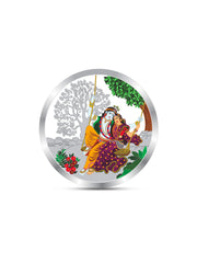 Radha Krishna 2 Gram Round Shape Silver Coin 999 Purity