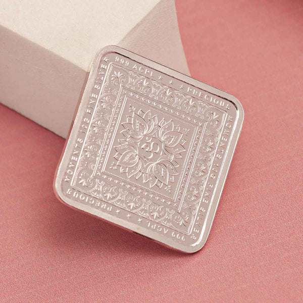 BIS Hallmarked Diamond Shape Om Design Silver Coin 999 Purity
