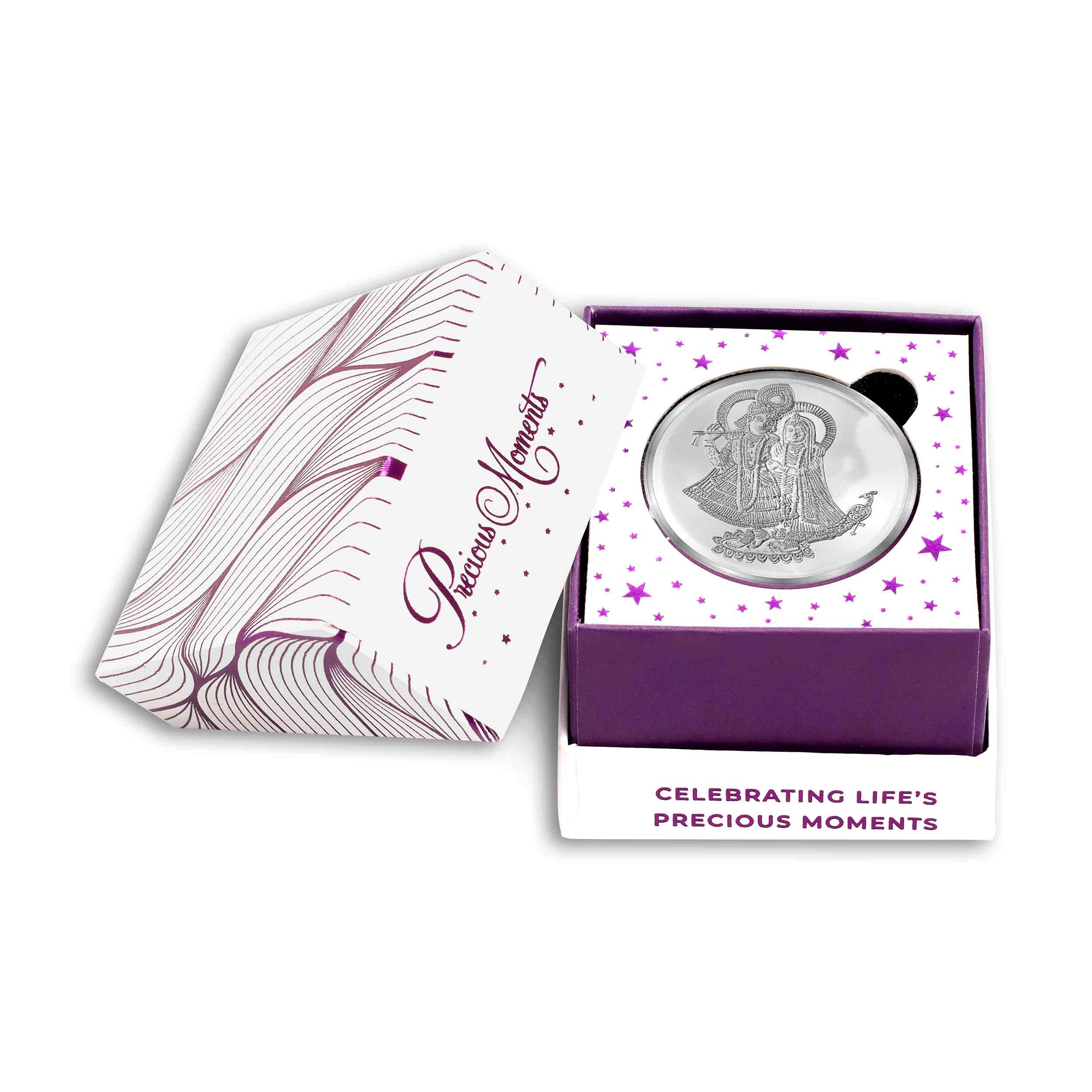 BIS Hallmarked Radha Krishna 10GM 999 Pure Silver Coin