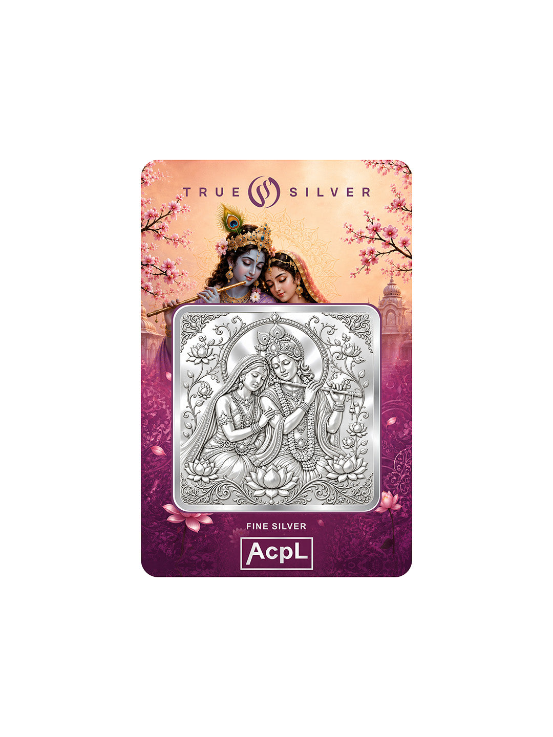 Radha Krishna Square 10 Gram Silver Coin 999 Pure