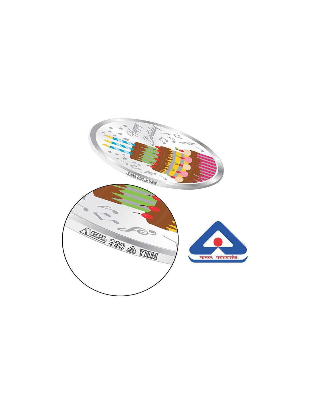 BIS Hallmarked Colorful Happy Birthday 999 Pure Silver Coin