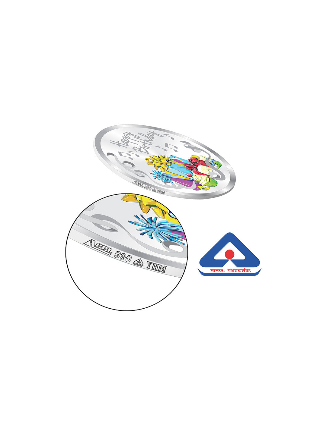 BIS Hallmarked Silver Coin Happy Birthday Celebration Gift 999 Pure