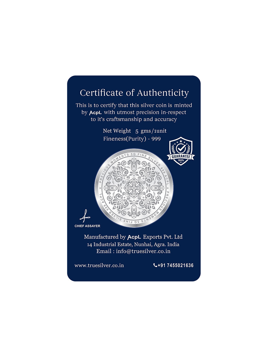 Ashta Laxmi 5 Gram Silver Coin 999 Pure
