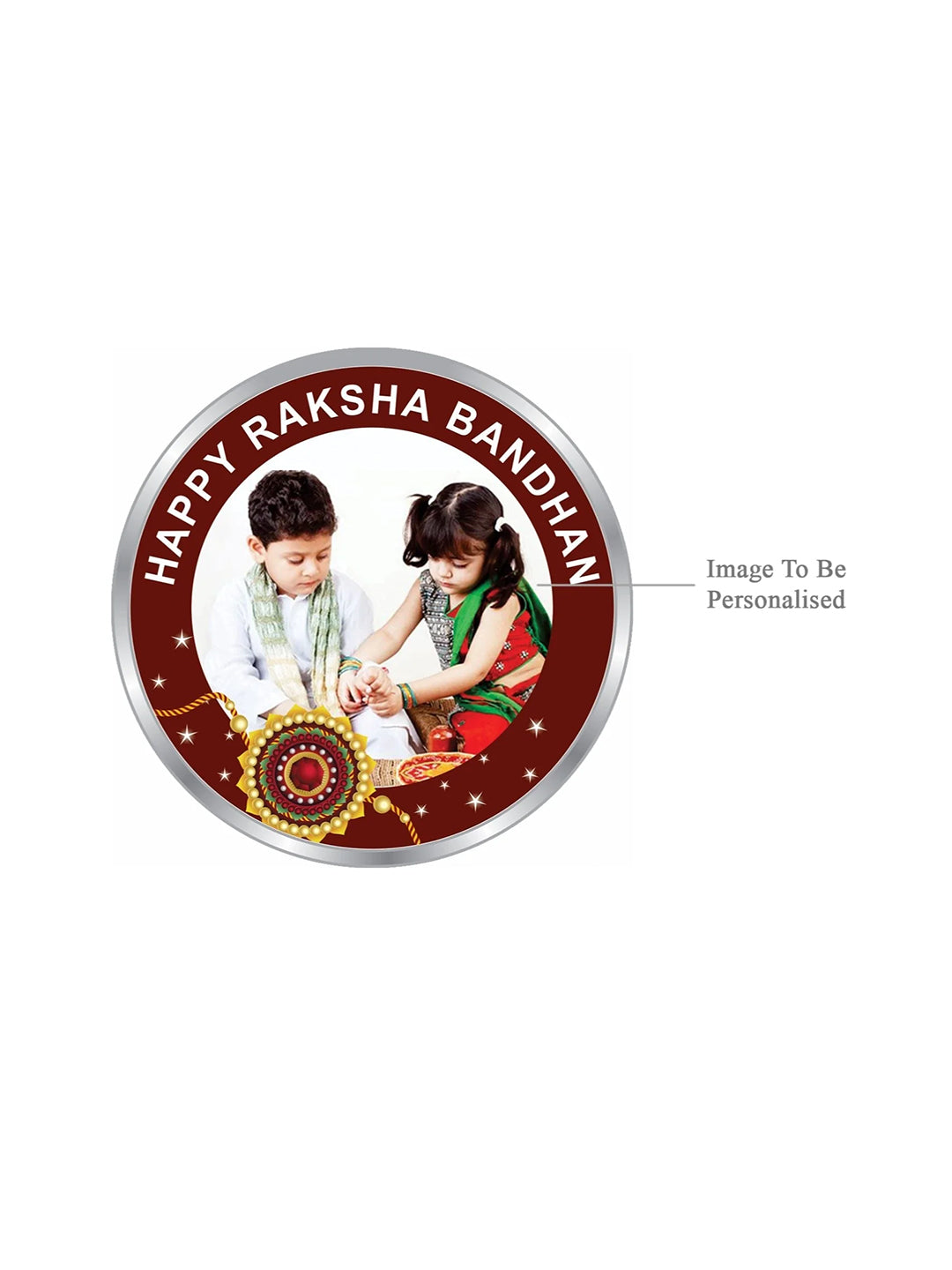 BIS Hallmarked Personalised Happy Raksha Bandhan Rakhi 999 Pure Silver Coin