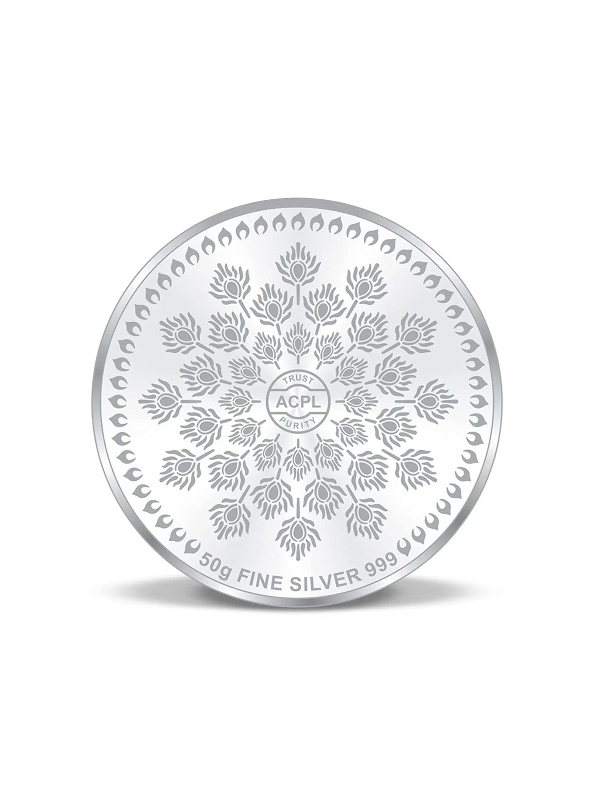 BIS Hallmarked Dancing Peacock Stone 50GM 999 Pure Silver Coin