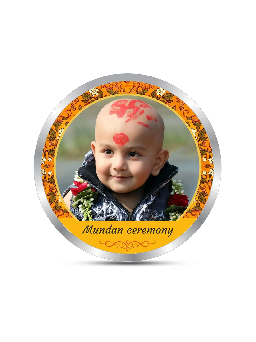 BIS Hallmarked Personalised Mundan Ceremony Silver Coin With 999 Purity