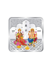 BIS Hallmarked Laxmi & Ganesh Ji Silver Square Coin 999 Pure