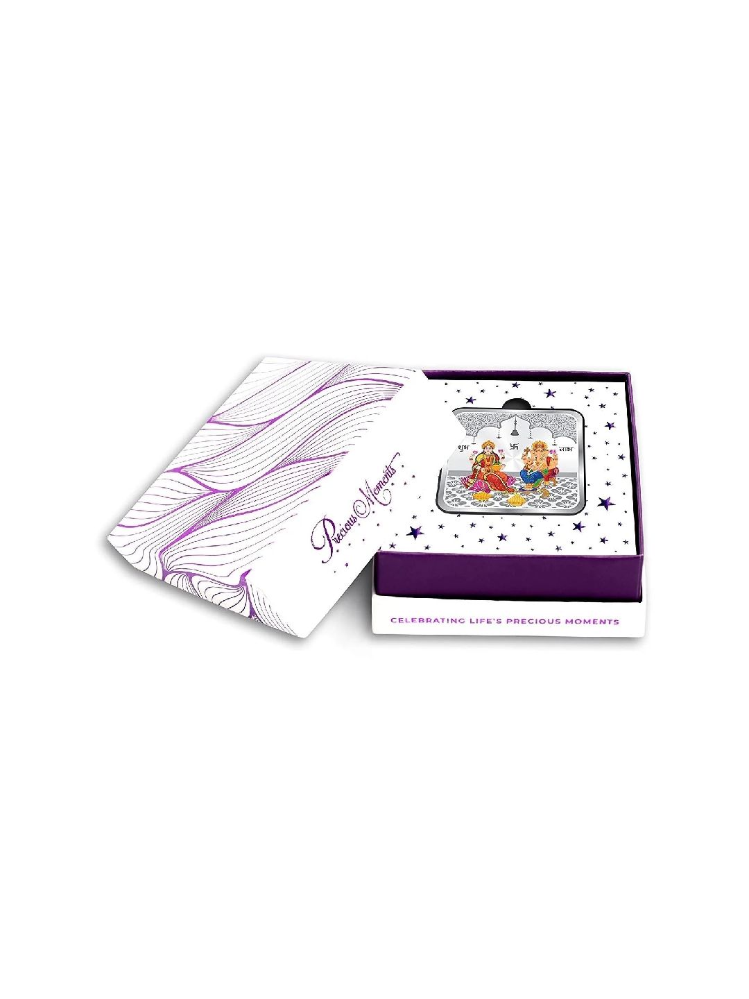 BIS Hallmarked Laxmi & Ganesh Ji Silver Square Coin 999 Pure