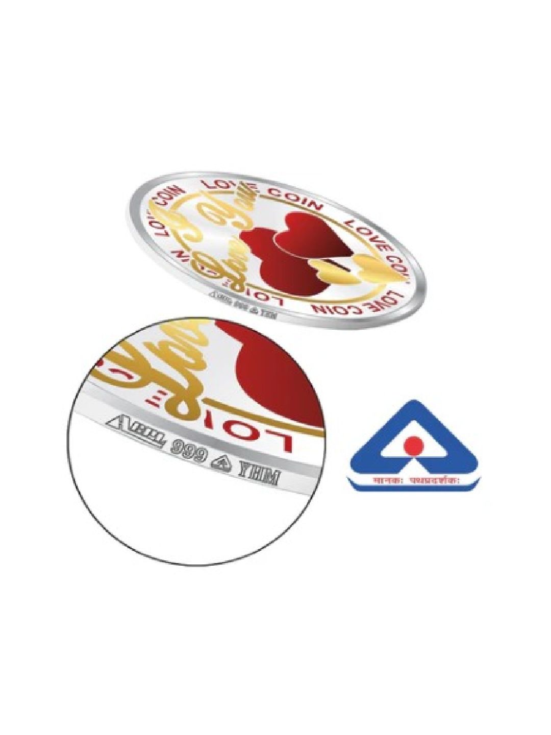 BIS Hallmarked Happy Valentine Day Heart Design Silver Gifting Coin 999  Purity