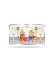 BIS Hallmarked Laxmi Ganesh Colorful 50Gm Silver Bar 999 Purity