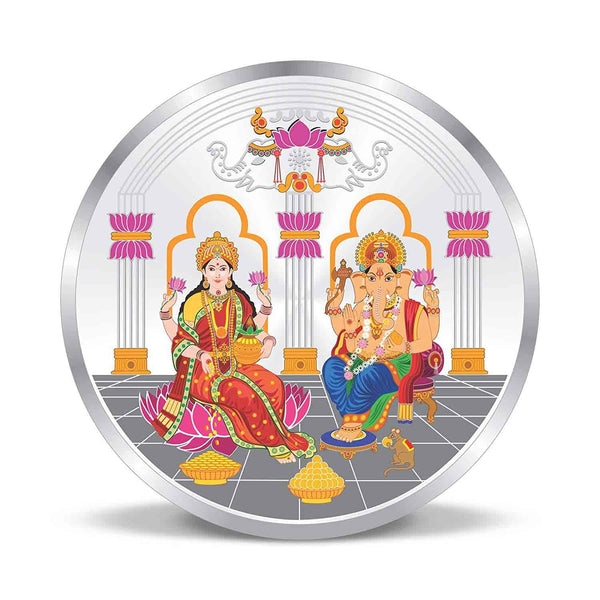 BIS Hallmarked Maa Laxmi and Ganesh 999 Pure Silver Coin
