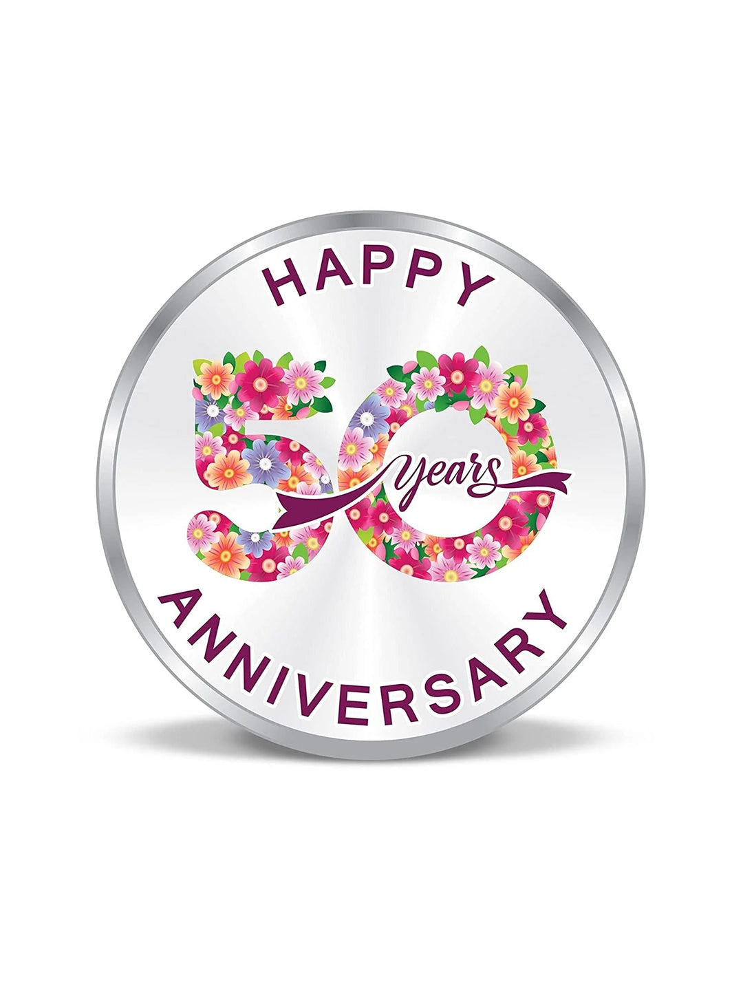 BIS Hallmarked Happy Anniversary Floral Design 999 Pure Silver Coin