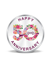 BIS Hallmarked Happy Anniversary Floral Design 999 Pure Silver Coin