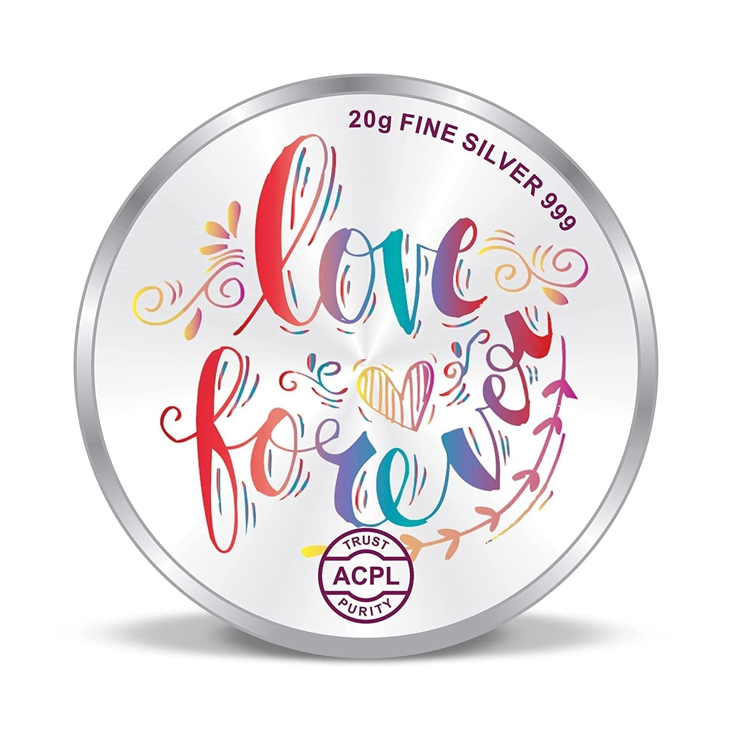 BIS Hallmarked Happy Anniversary Floral Design 999 Pure Silver Coin