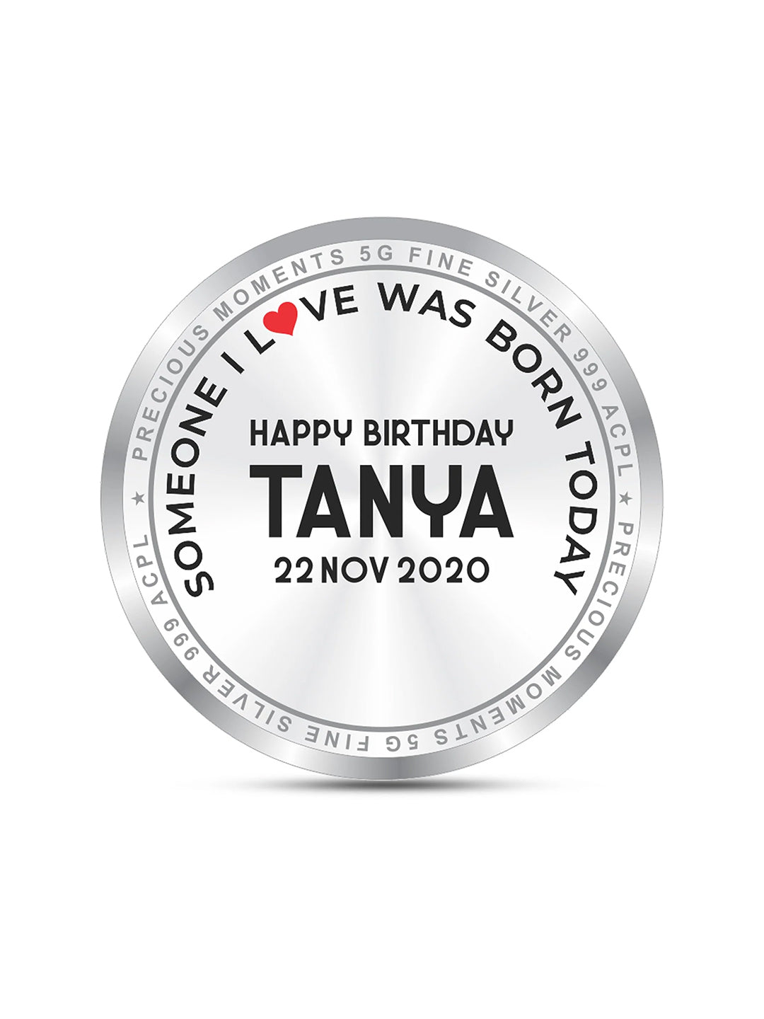 BIS Hallmarked Personalised Happy Birthday 5 gm 999 Pure Silver Coin