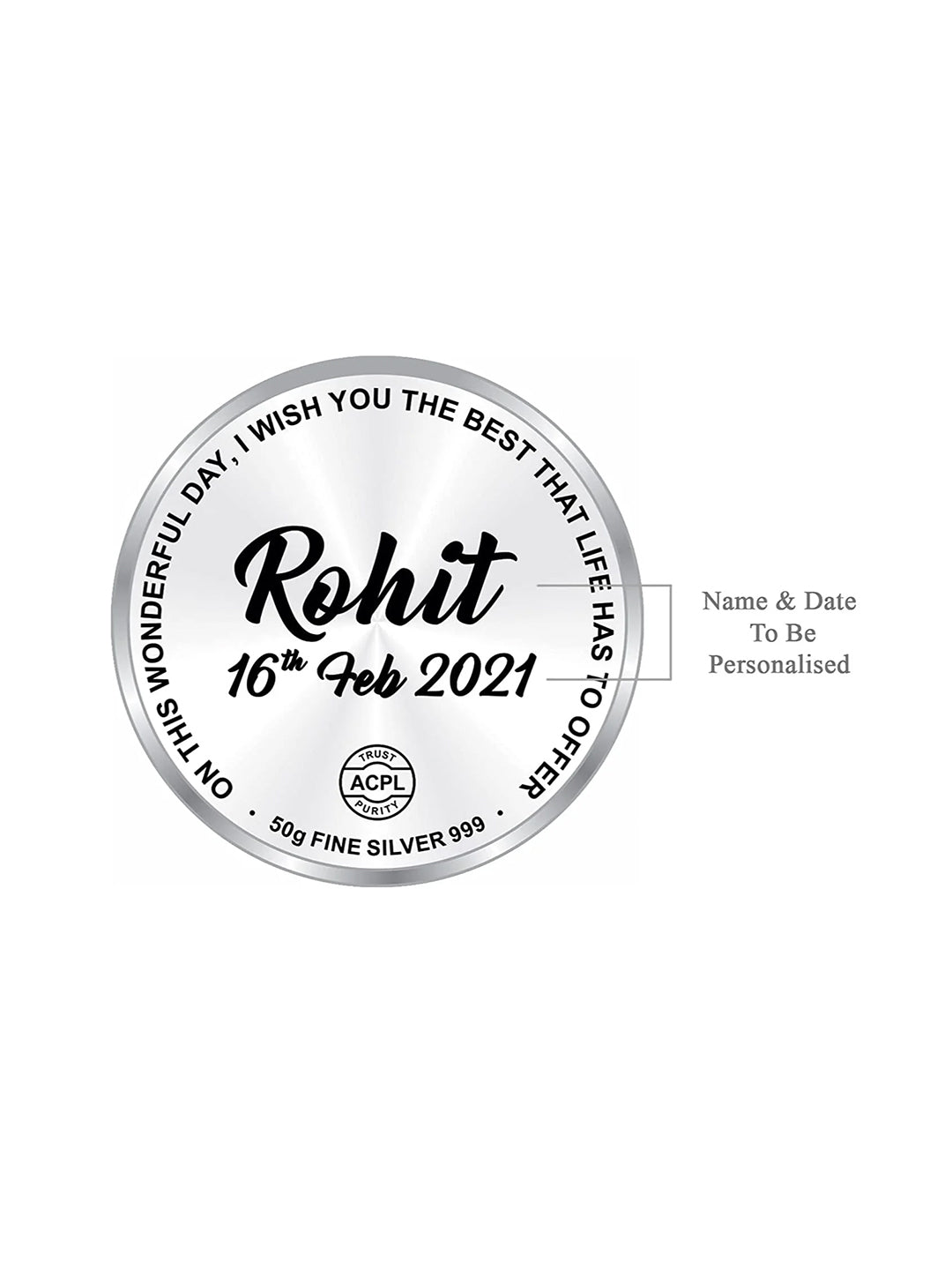 BIS Hallmarked Personalised Happy Birthday Silver Coin 999 Pure